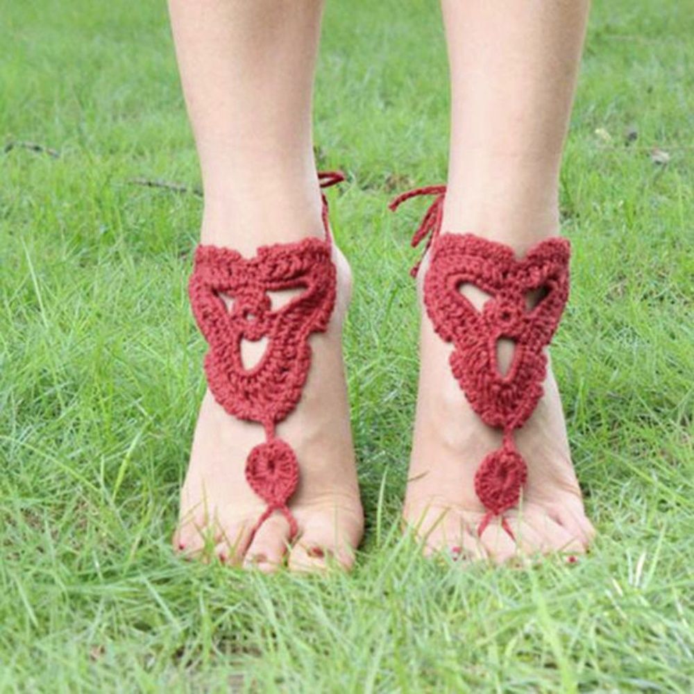 PAIR True Red Barefoot Anklet Sandal